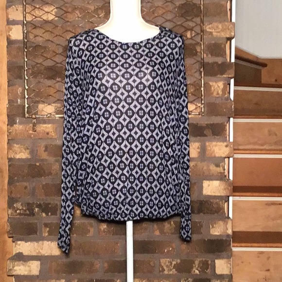 Dalia Tops - Dalia long sleeve rayon semi-sheer blouse XL